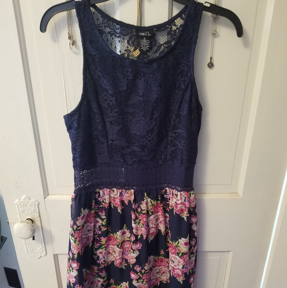 Navy blue floral dress